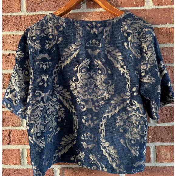 Farm Rio Jacquard Navy Gold Baroque Top M - Picture 3 of 10